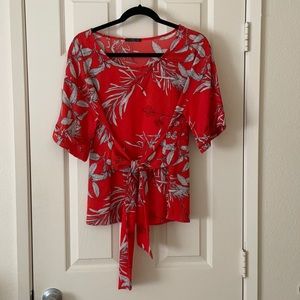 West Kei Julianne Tie Front Cuffed Sleeve Blouse